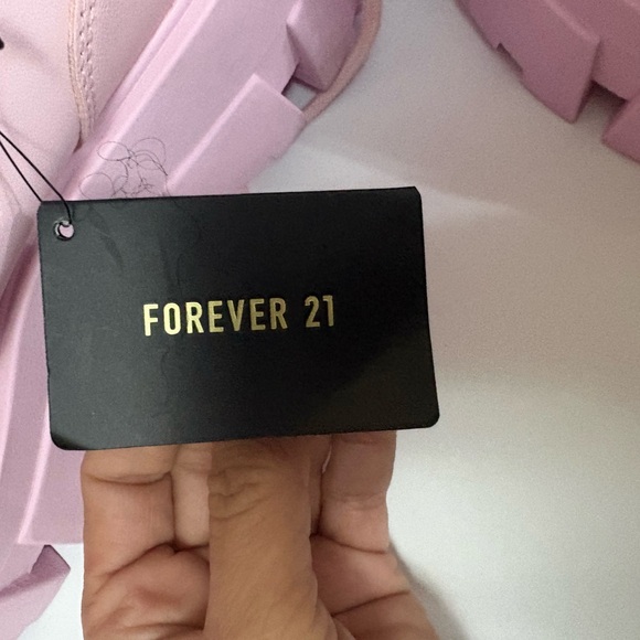 Forever 21 Pink Chunky Lace-Up Combat Boots - Picture 3 of 7